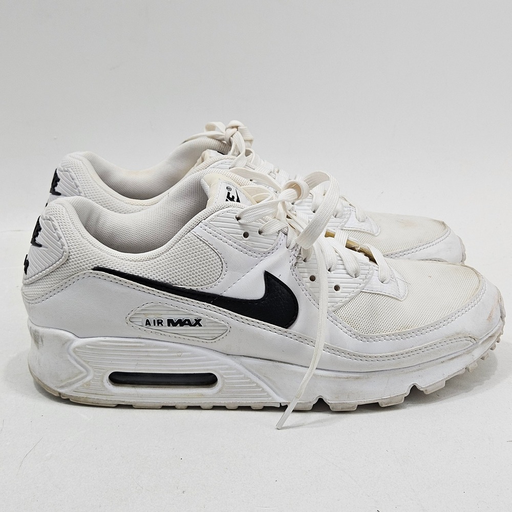 Nike Air Max 90 Women 10.5 White Black DH8010-101 Leather Mesh Running Sneakers - Picture 11 of 15